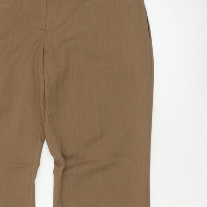 Next Women Brown Size 16R Straight Tailored Work Trousers Pockets