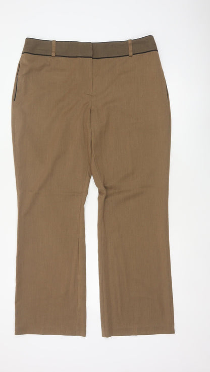 Next Women Brown Size 16R Straight Tailored Work Trousers Pockets