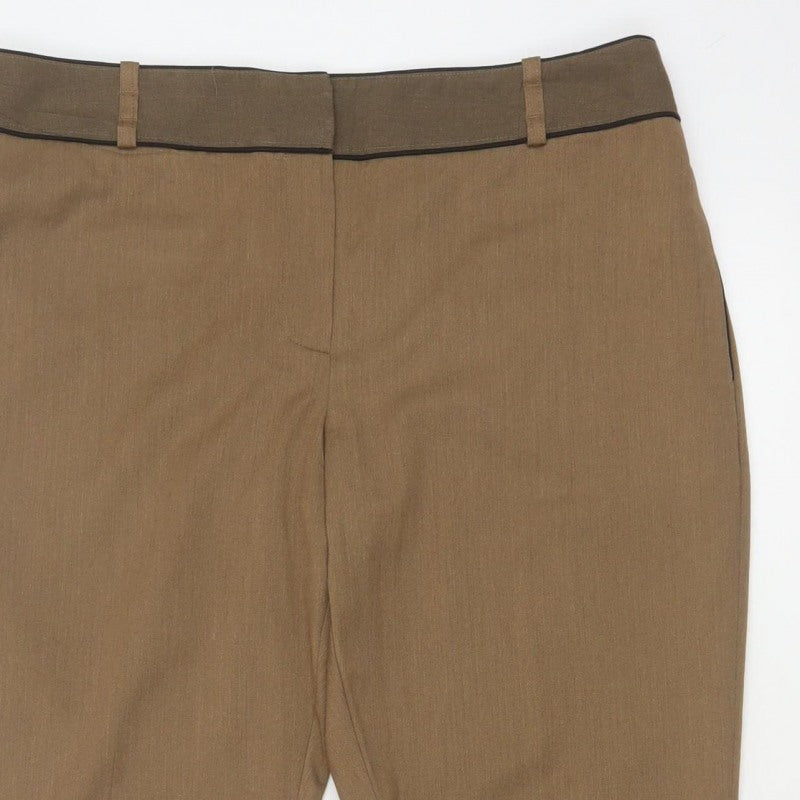 Next Women Brown Size 16R Straight Tailored Work Trousers Pockets