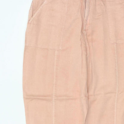 White Stuff Women Pink Size 14 Cargo Tapered Linen Blend Trousers