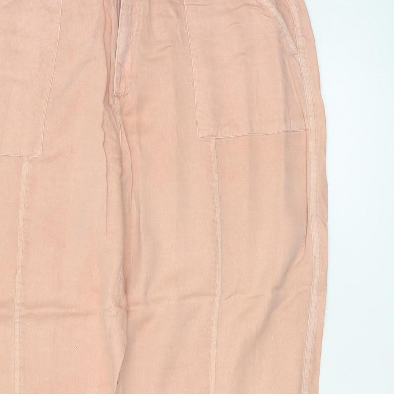 White Stuff Women Pink Size 14 Cargo Tapered Linen Blend Trousers