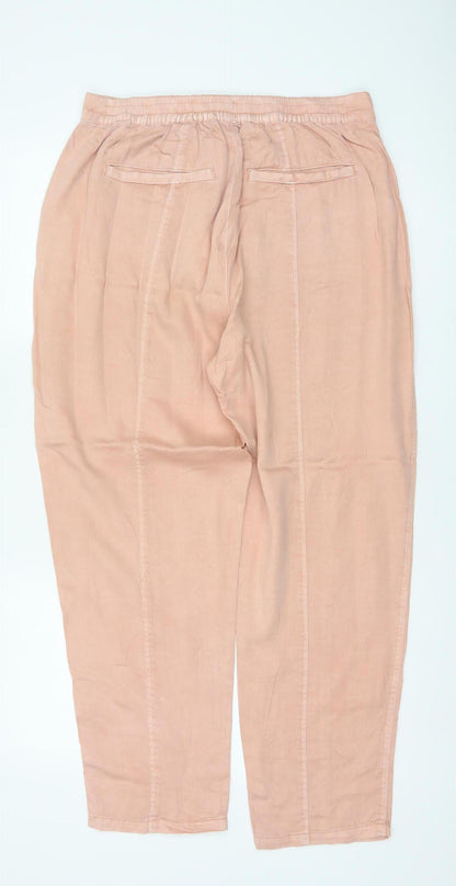 White Stuff Women Pink Size 14 Cargo Tapered Linen Blend Trousers