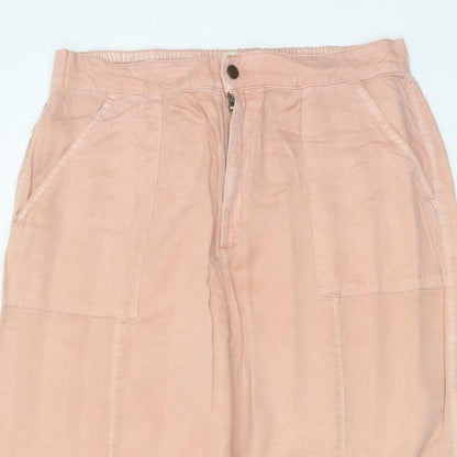 White Stuff Women Pink Size 14 Cargo Tapered Linen Blend Trousers