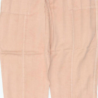 White Stuff Women Pink Size 14 Cargo Tapered Linen Blend Trousers