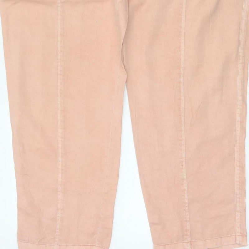 White Stuff Women Pink Size 14 Cargo Tapered Linen Blend Trousers