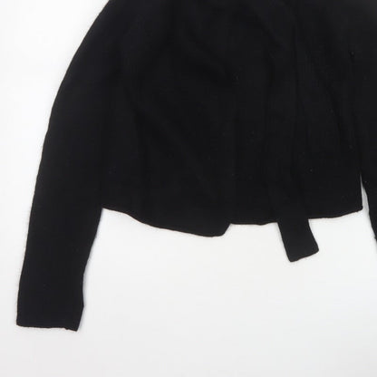 Bench Connection Women Black M Lambswool Blend Wrap Cardigan Long Sleeve