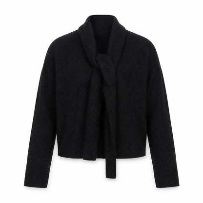 Bench Connection Women Black M Lambswool Blend Wrap Cardigan Long Sleeve