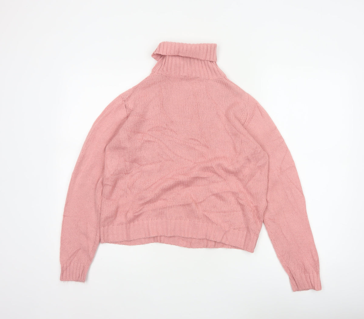 Roadster Women Pink S Cable-Knit Roll Neck Acrylic Jumper