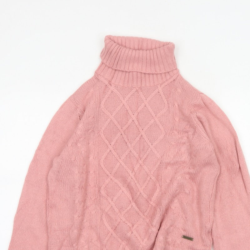 Roadster Women Pink S Cable-Knit Roll Neck Acrylic Jumper