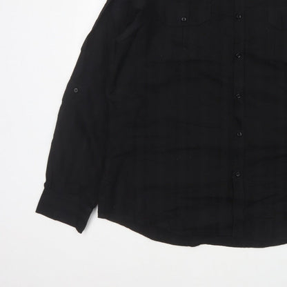 River Island Men’s Black 2XL Extra-Slim Cotton Button-Up Shirt