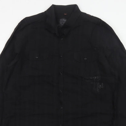 River Island Men’s Black 2XL Extra-Slim Cotton Button-Up Shirt