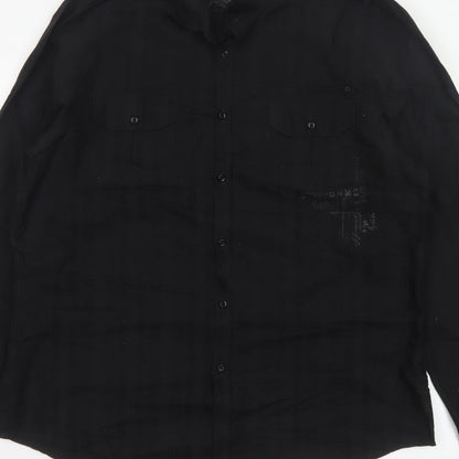 River Island Men’s Black 2XL Extra-Slim Cotton Button-Up Shirt