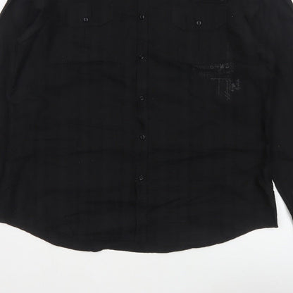 River Island Men’s Black 2XL Extra-Slim Cotton Button-Up Shirt
