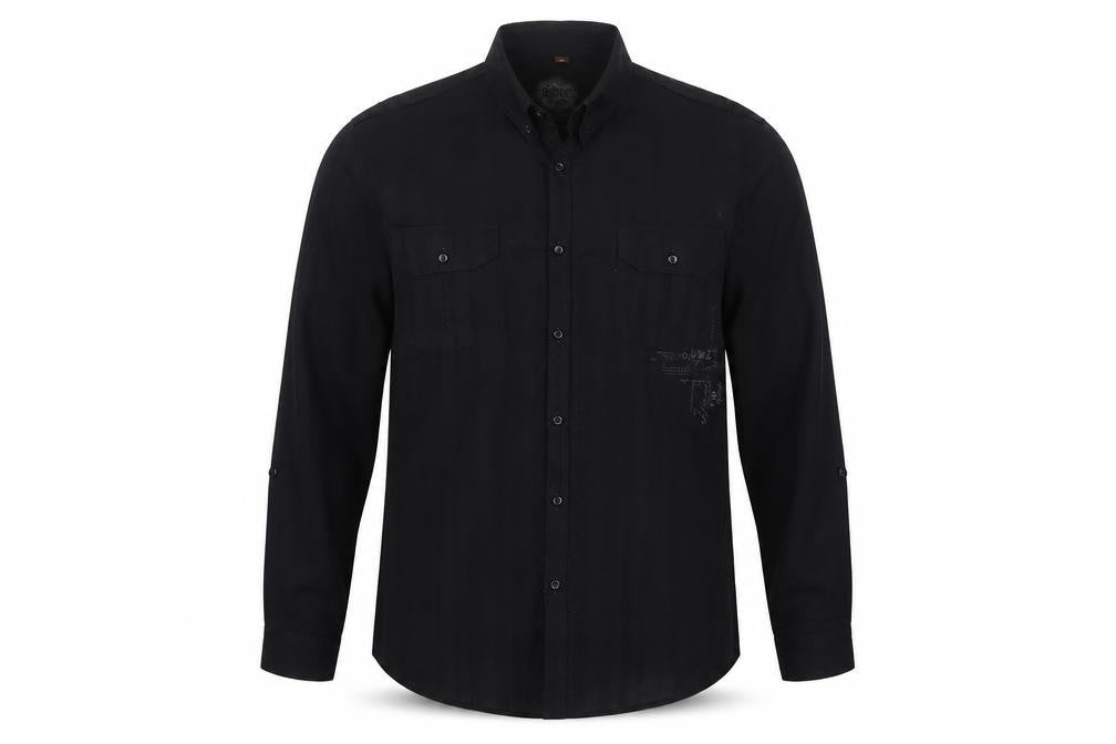 River Island Men’s Black 2XL Extra-Slim Cotton Button-Up Shirt