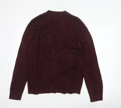 Marks and Spencer Blue Harbour Men Brown L V-Neck Button Cardigan