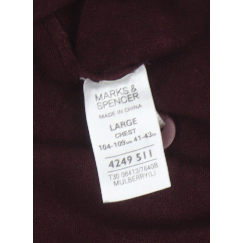 Marks and Spencer Blue Harbour Men Brown L V-Neck Button Cardigan