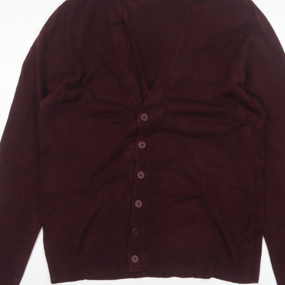 Marks and Spencer Blue Harbour Men Brown L V-Neck Button Cardigan