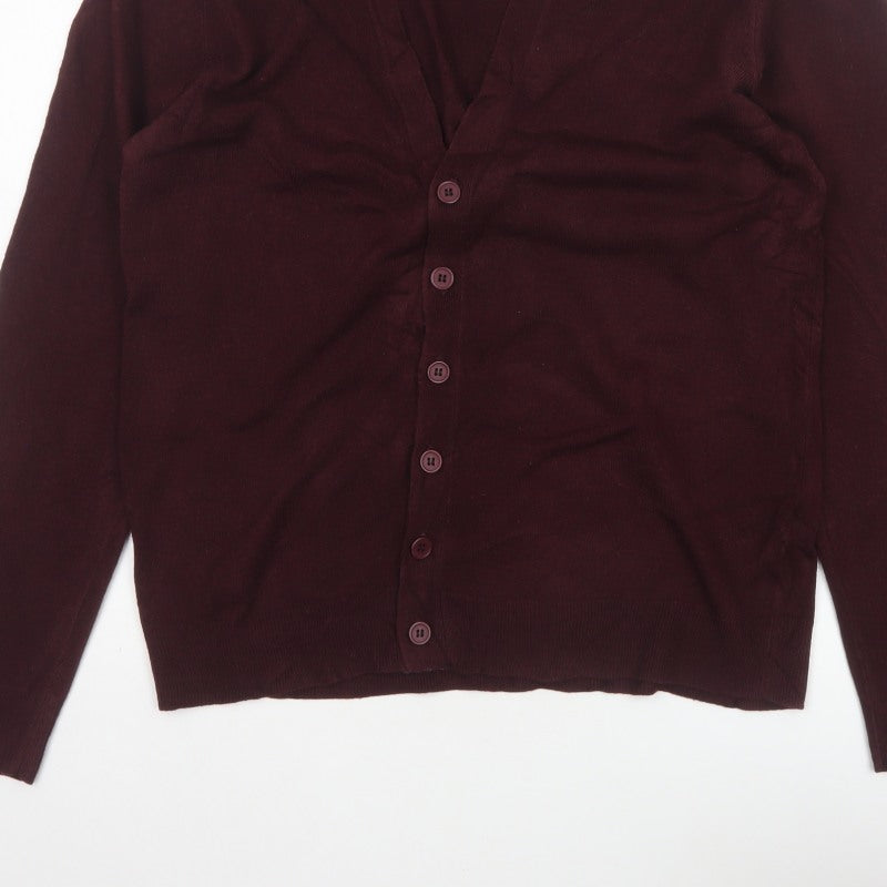 Marks and Spencer Blue Harbour Men Brown L V-Neck Button Cardigan
