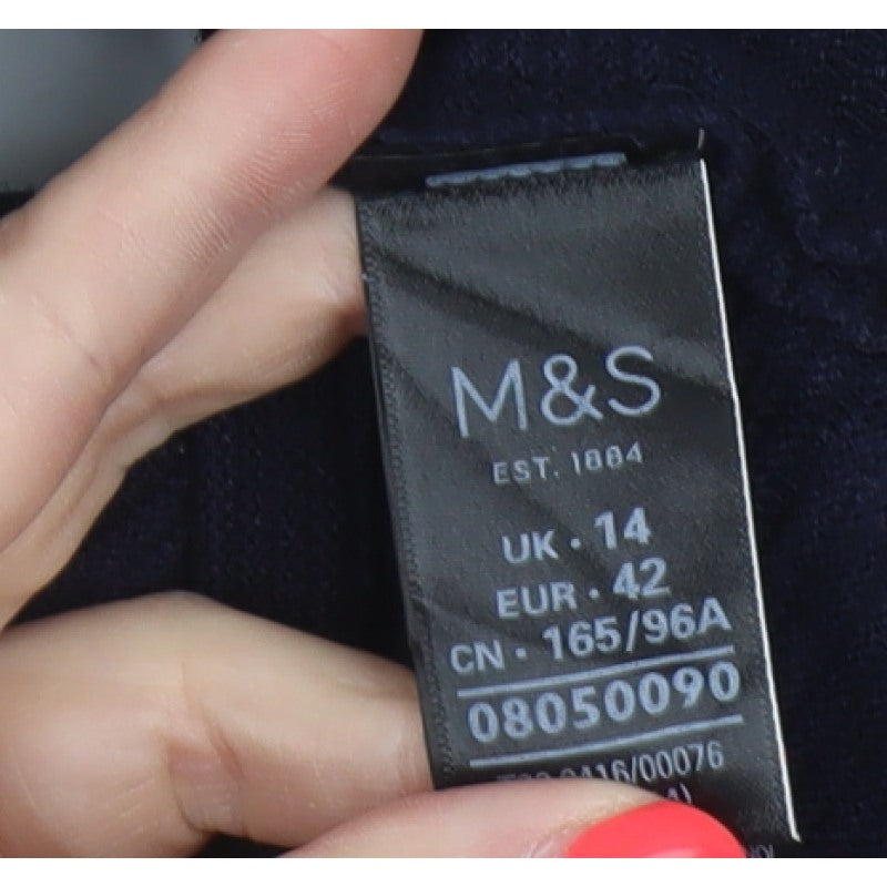 Marks and Spencer Women Blue Size 14 Cowl Neck Knit Jumper