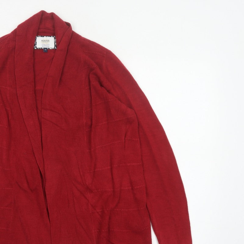 Maine New England Women’s Red Open Cardigan Size 14 Long Sleeve Knit