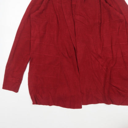Maine New England Women’s Red Open Cardigan Size 14 Long Sleeve Knit