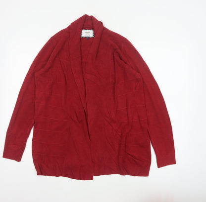 Maine New England Women’s Red Open Cardigan Size 14 Long Sleeve Knit