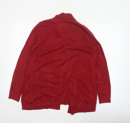 Maine New England Women’s Red Open Cardigan Size 14 Long Sleeve Knit