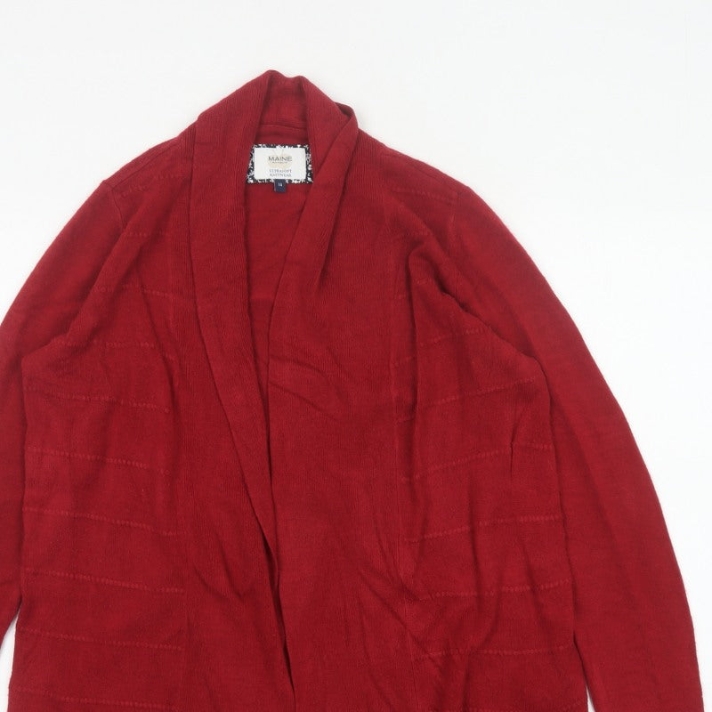 Maine New England Women’s Red Open Cardigan Size 14 Long Sleeve Knit