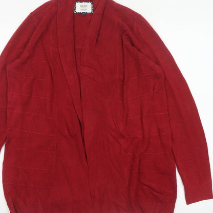 Maine New England Women’s Red Open Cardigan Size 14 Long Sleeve Knit
