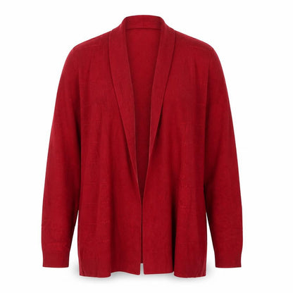 Maine New England Women’s Red Open Cardigan Size 14 Long Sleeve Knit