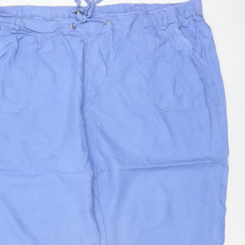 BM Casual Women’s Blue Size 22 Cropped Drawstring Pocket Trousers