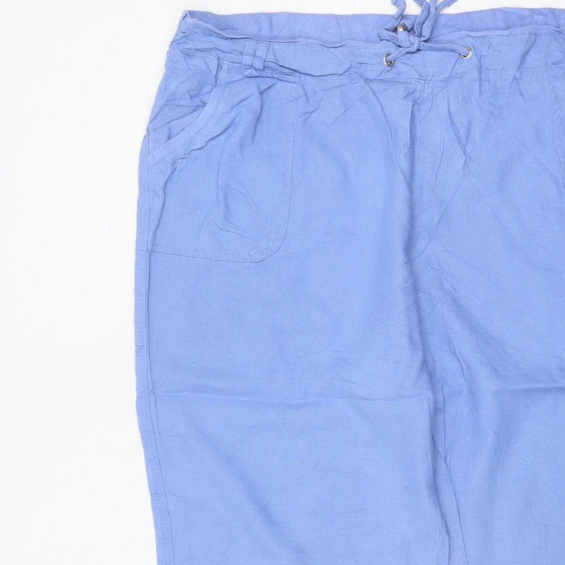 BM Casual Women’s Blue Size 22 Cropped Drawstring Pocket Trousers