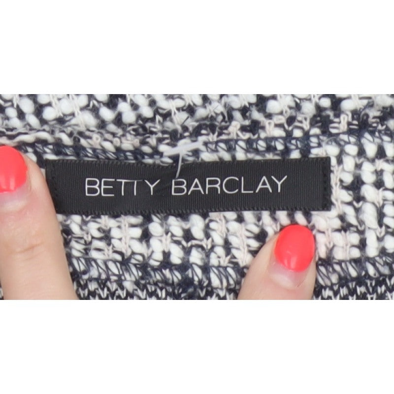 Betty Barclay Women Black White UK 14 Bomber Jacket Full Zip Knit