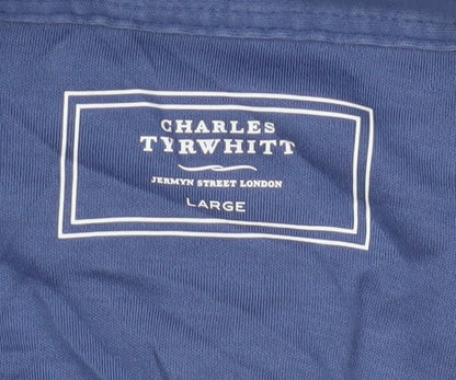 Charles Tyrwhitt Men’s Blue Large 100% Cotton Short Sleeve Polo Shirt