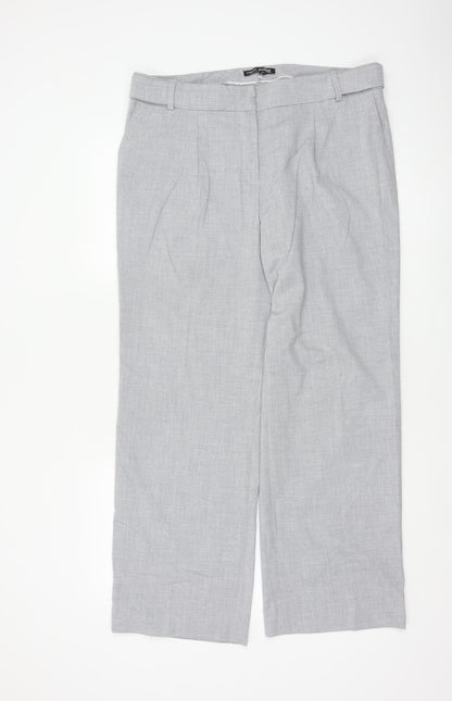 Next Women Grey Size 14 Petite Tailored Straight Leg Dress Trousers
