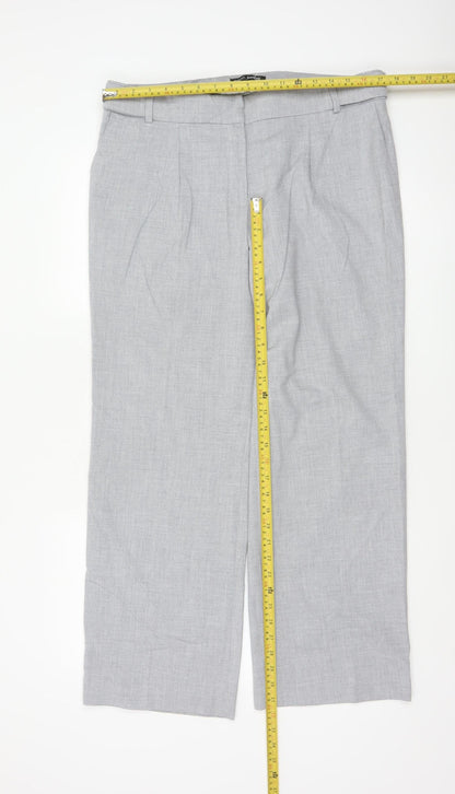 Next Women Grey Size 14 Petite Tailored Straight Leg Dress Trousers