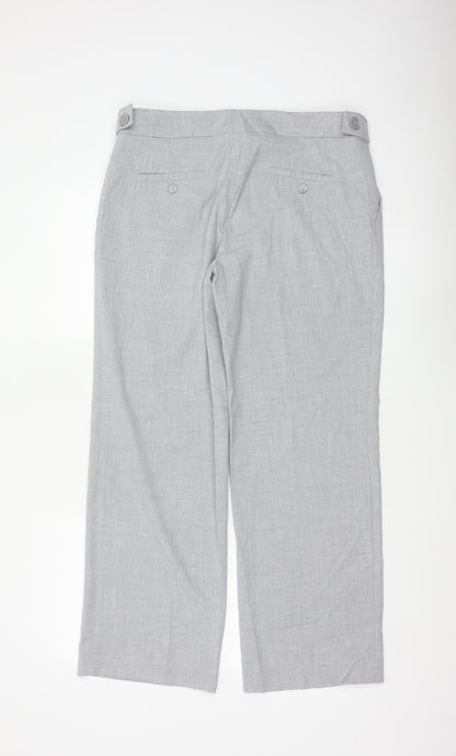 Next Women Grey Size 14 Petite Tailored Straight Leg Dress Trousers