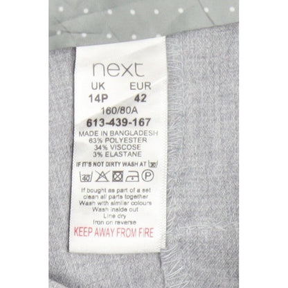 Next Women Grey Size 14 Petite Tailored Straight Leg Dress Trousers