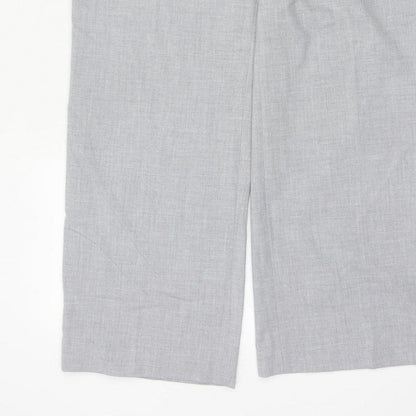 Next Women Grey Size 14 Petite Tailored Straight Leg Dress Trousers