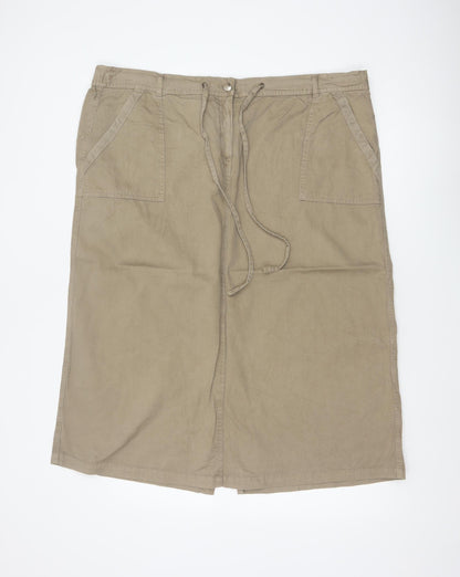 Bonmarché Women Beige UK 20 Long Cargo Skirt Drawstring Pockets