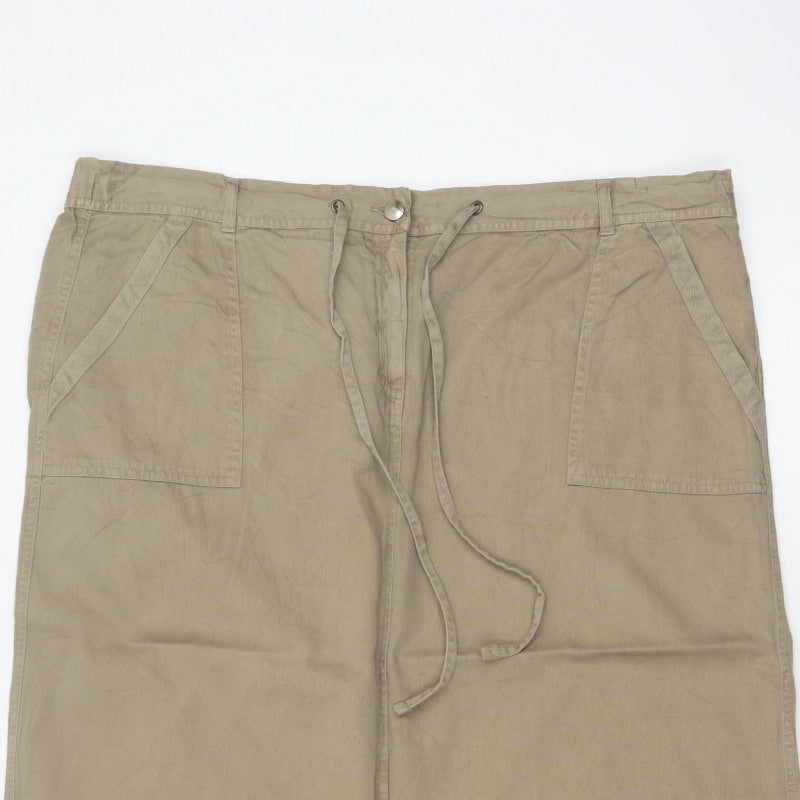 Bonmarché Women Beige UK 20 Long Cargo Skirt Drawstring Pockets