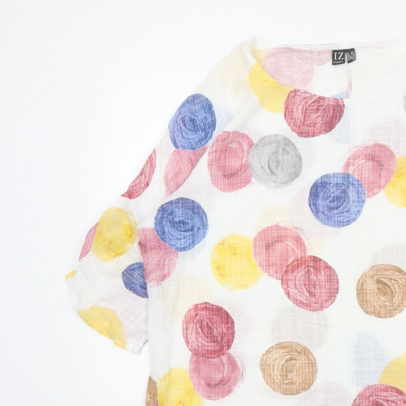 Izabel London Women Multicoloured UK 10 Floral Cotton Blend Tunic Blouse