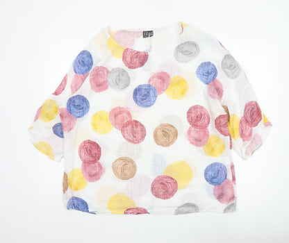 Izabel London Women Multicoloured UK 10 Floral Cotton Blend Tunic Blouse