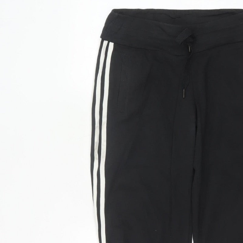 Adidas Women Black UK 8 Capri Jogger Track Pants Climalite Cotton