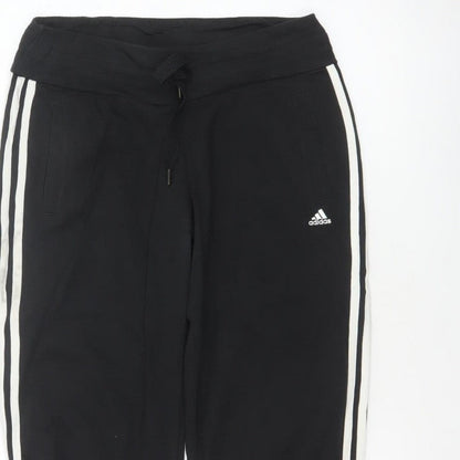 Adidas Women Black UK 8 Capri Jogger Track Pants Climalite Cotton
