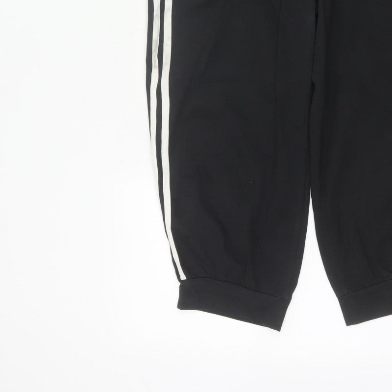 Adidas Women Black UK 8 Capri Jogger Track Pants Climalite Cotton