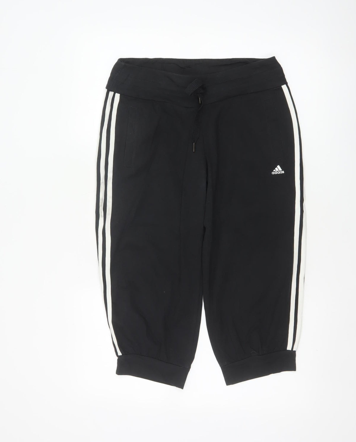 Adidas Women Black UK 8 Capri Jogger Track Pants Climalite Cotton