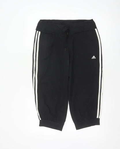 Adidas Women Black UK 8 Capri Jogger Track Pants Climalite Cotton
