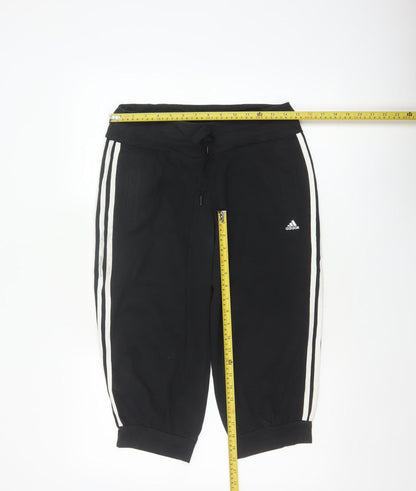 Adidas Women Black UK 8 Capri Jogger Track Pants Climalite Cotton