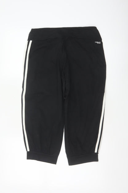 Adidas Women Black UK 8 Capri Jogger Track Pants Climalite Cotton
